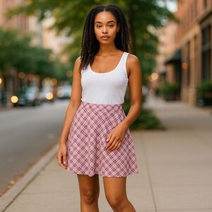 Kingston Gray Plaid Pink Women's Skirt Size M New With Tags